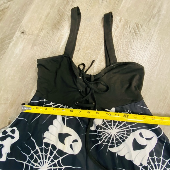 Halloween Ghost Print Lace Up Cami Asymmetrical Dress Medium - Picture 6 of 14